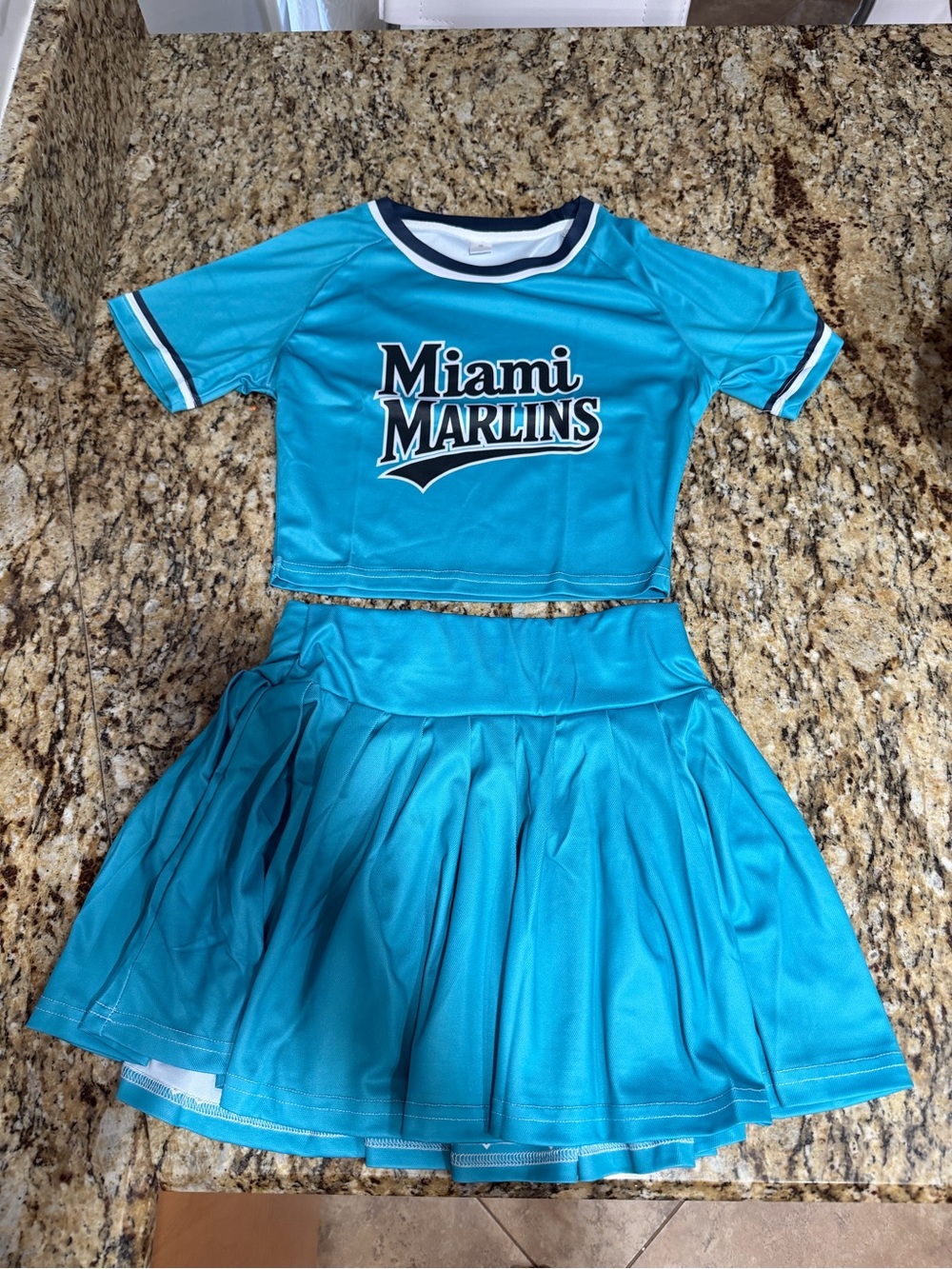Girls' Teal Crop Top & Skirt Set